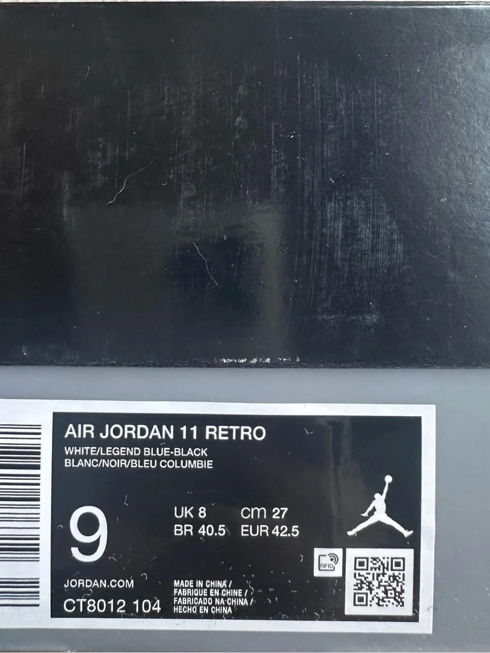Nike Air Jordan 11 Retro Men's Size 9 Legend Blue/Columbia, CT8012-104